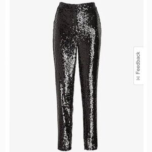 Express Black Sequin High Waisted Ankle Pant Size XS NWT!